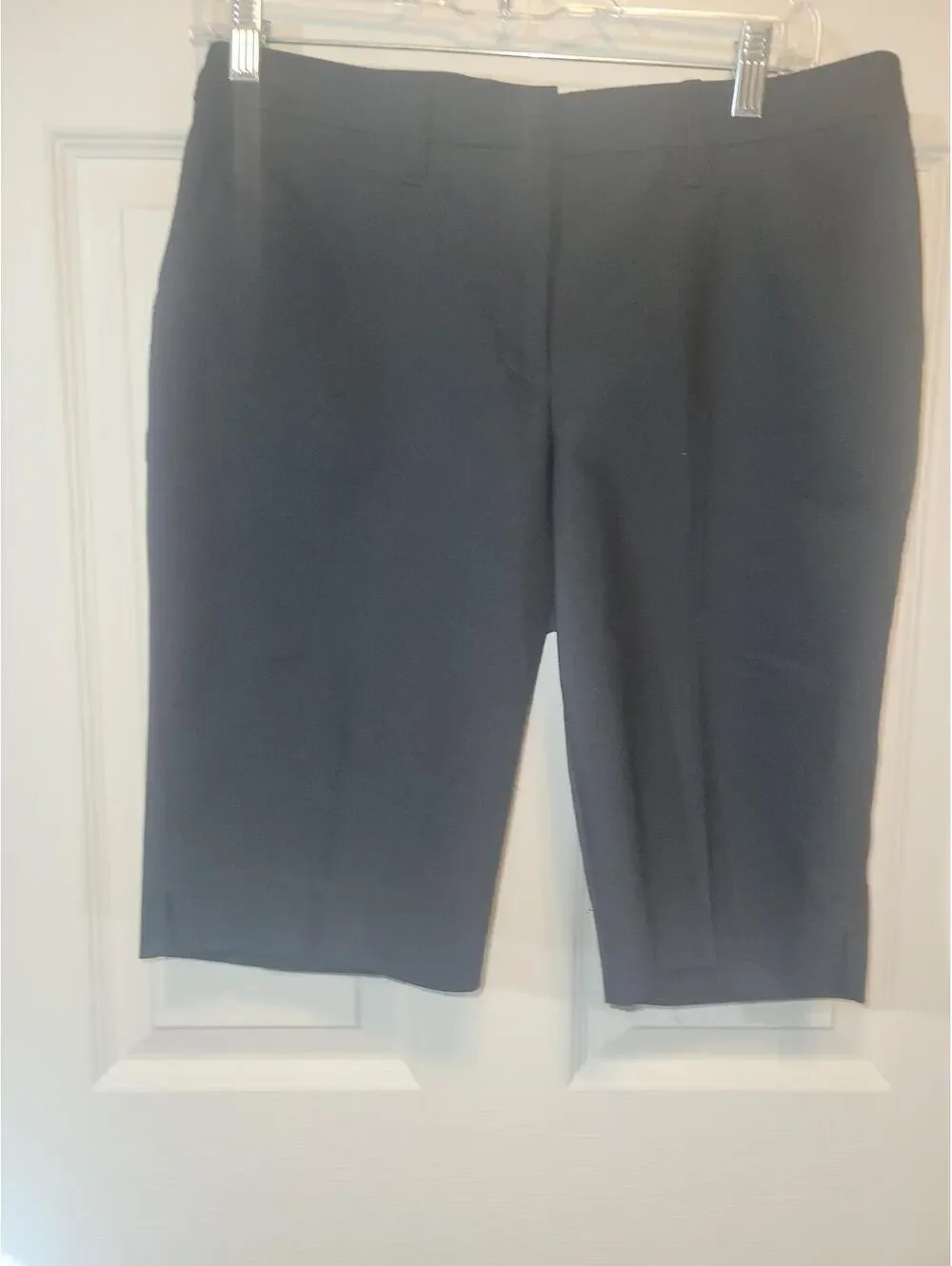 Black Knee-Length Dress Shorts with Back Pockets
